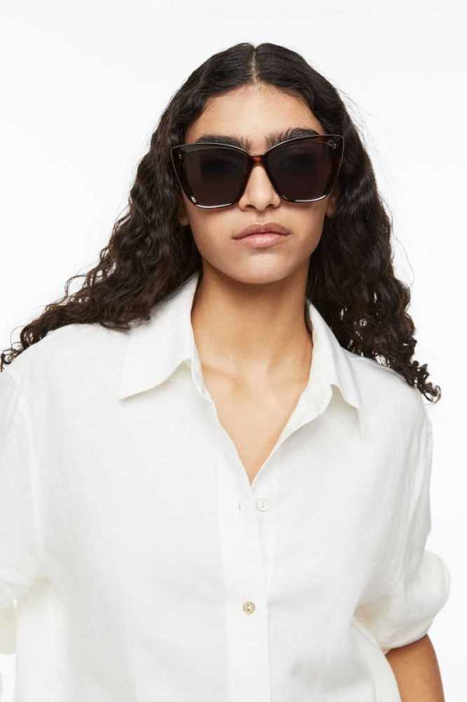 H&M Cat Eye Sonnenbrille Damen Braun | 0327-GNTZF