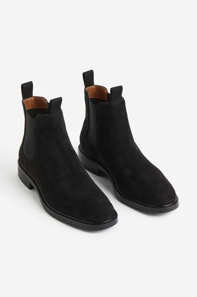 H&M Chelsea Stiefel Herren Schwarz | 1809-KEQIR