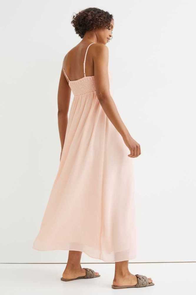 H&M Chiffon Slip Kleider Damen Rosa | 0716-JRLKB