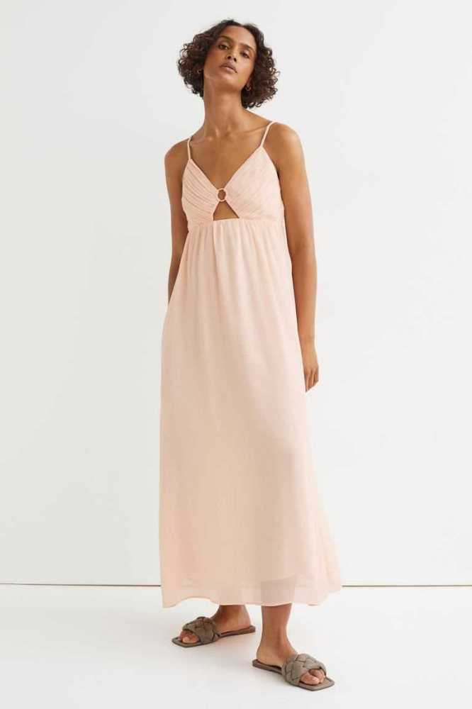 H&M Chiffon Slip Kleider Damen Rosa | 0716-JRLKB