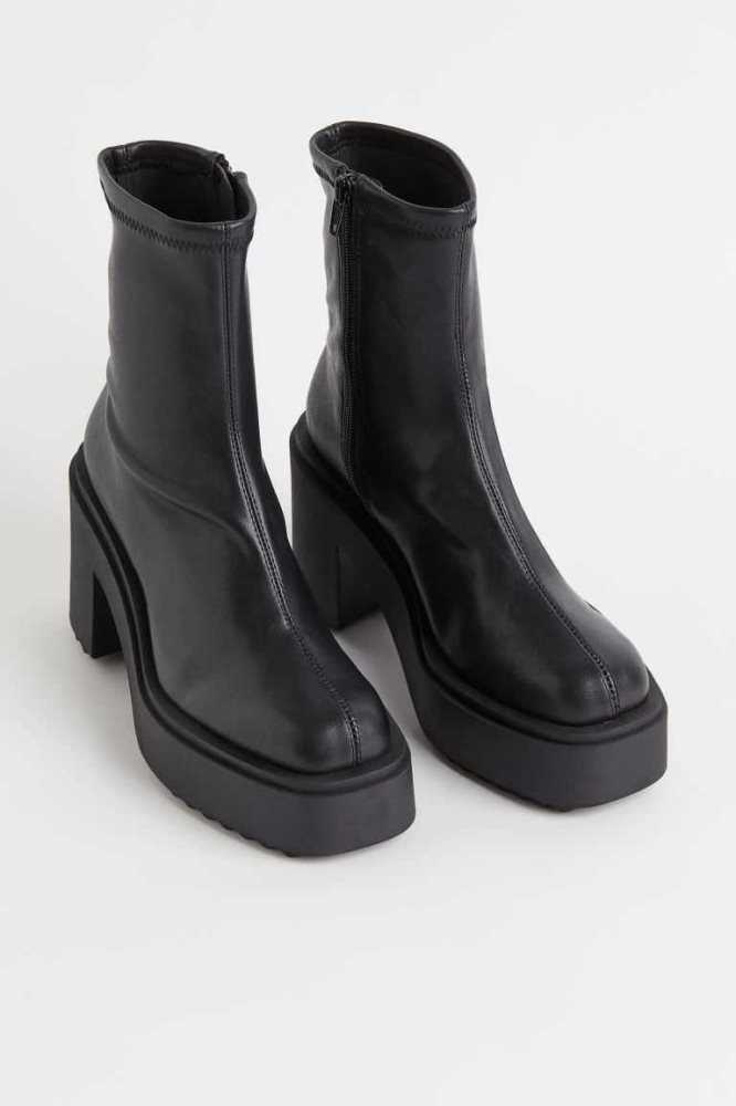 H&M Chunky Absatz Stiefel Damen Schwarz | 8051-YKWOH