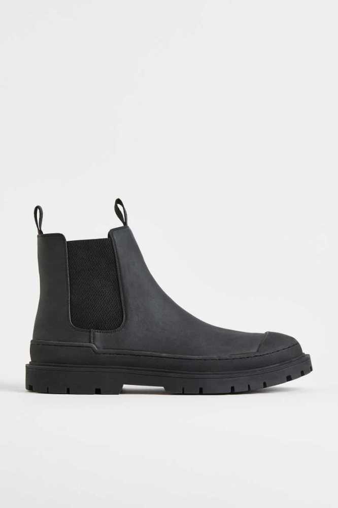 H&M Chunky Chelsea Stiefel Herren Schwarz | 0349-IDPNM