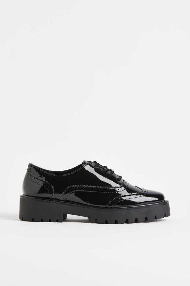 H&M Chunky Derby Schuhe Damen Schwarz | 3465-BNLQM