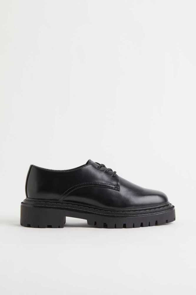 H&M Chunky Derby Schuhe Damen Schwarz | 9102-VCUTH