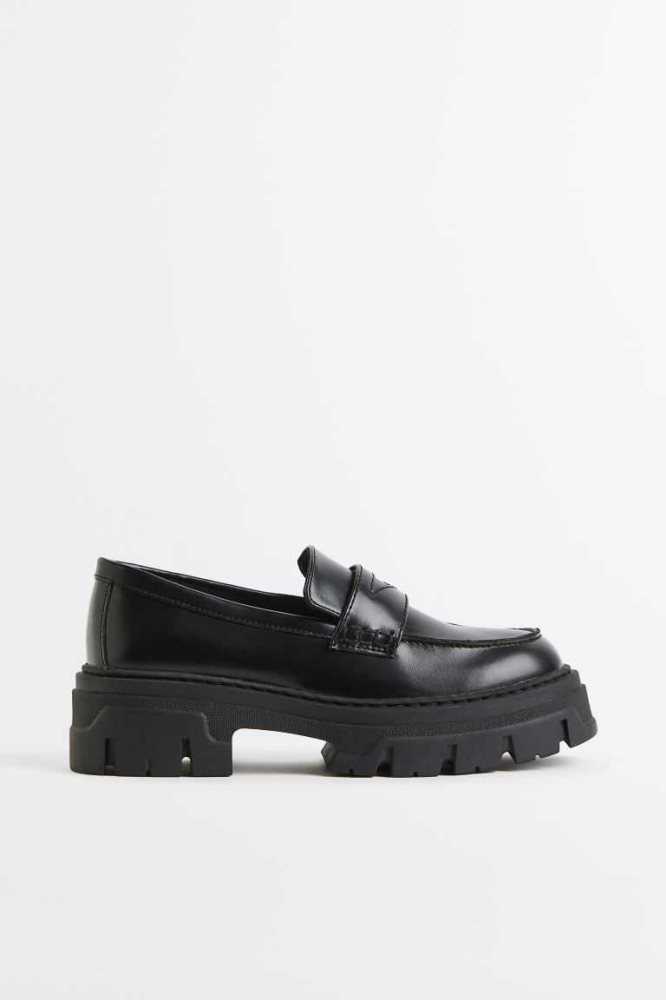 H&M Chunky Loafers Damen Schwarz | 6813-BAPGO