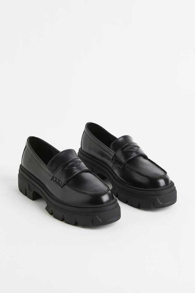 H&M Chunky Loafers Damen Schwarz | 6813-BAPGO