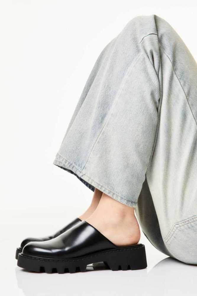 H&M Chunky Mule Loafers Damen Schwarz | 8502-XRBYF