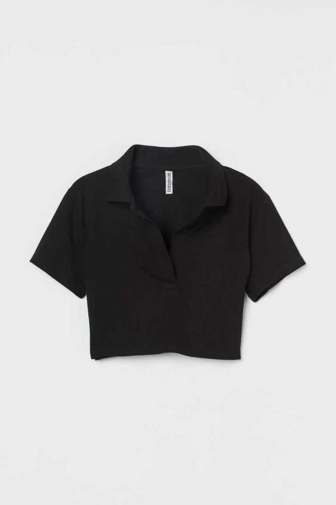 H&M Collared Crop Oberteile Damen Weiß | 6157-PZRYE