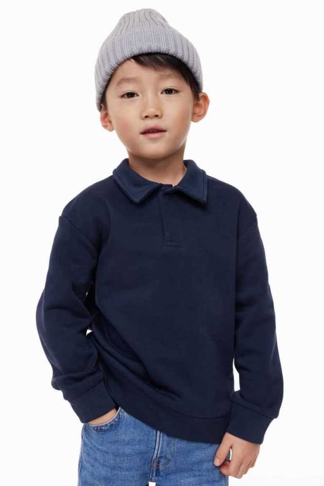 H&M Collared Hemd Kinder Navy Blau | 3205-RLKXO