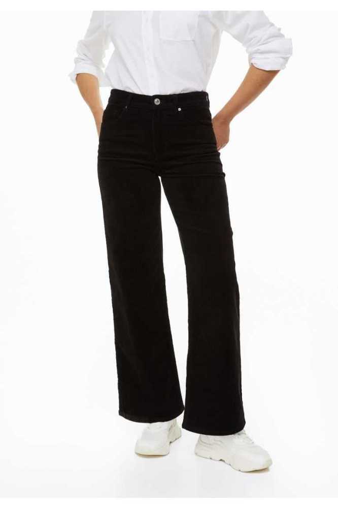 H&M Corduroy Hose Damen Schwarz | 9256-MKFBS