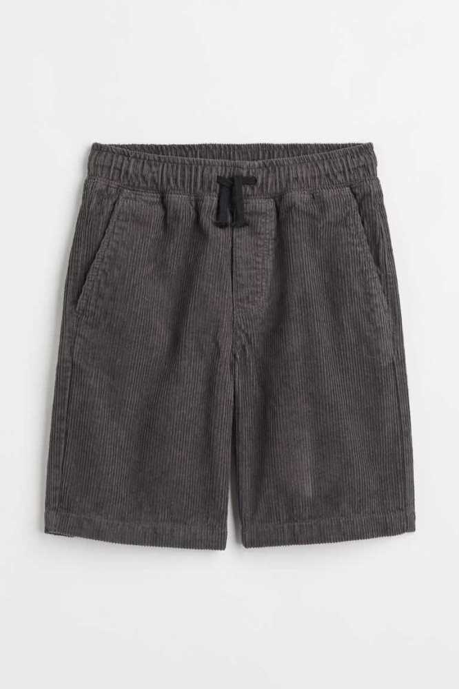 H&M Corduroy Kurze Hose Kinder Dunkelgrau | 9568-MYBLV