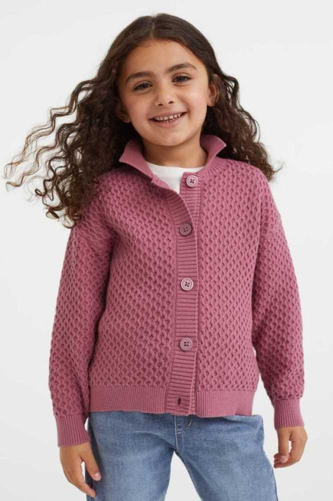 H&M CottonCollar Strickjacke Kinder Dunkelgrau | 6279-YMJPS