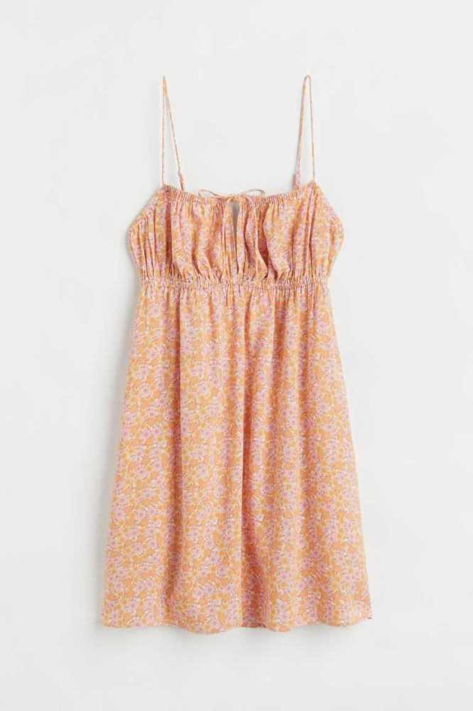 H&M Creped Kleider Damen Orange | 9817-RLCXD