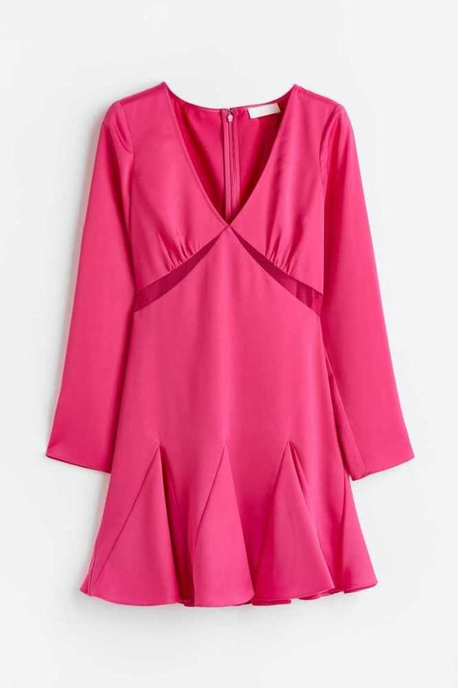 H&M Creped Satin Kleider Damen Rosa | 4093-YQPOI