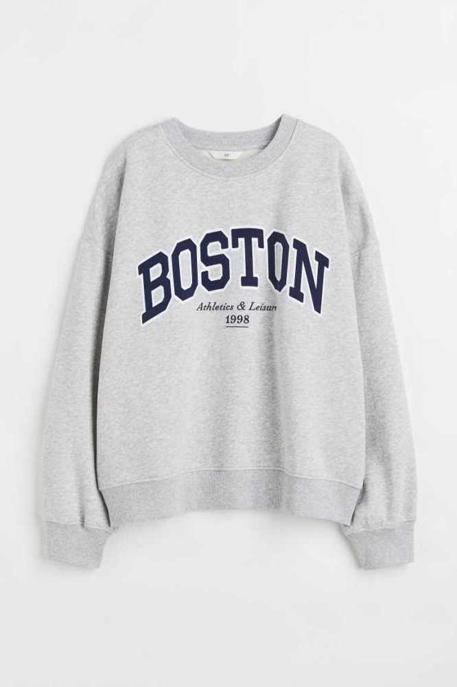 H&M Crew-neck Sweatshirt Damen Rosa | 6138-BUMPX