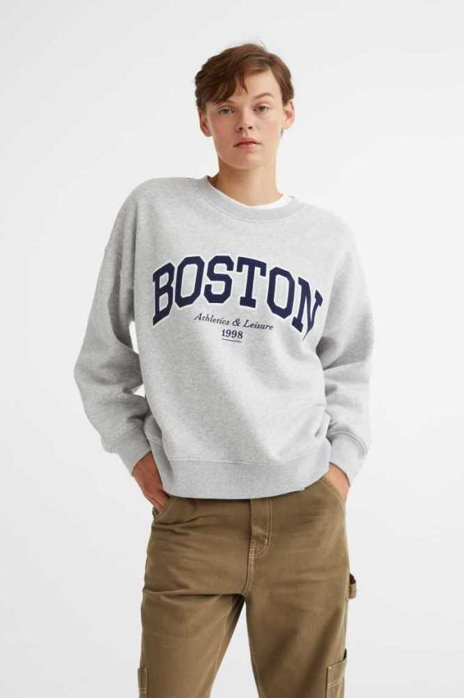 H&M Crew-neck Sweatshirt Damen Rosa | 6138-BUMPX