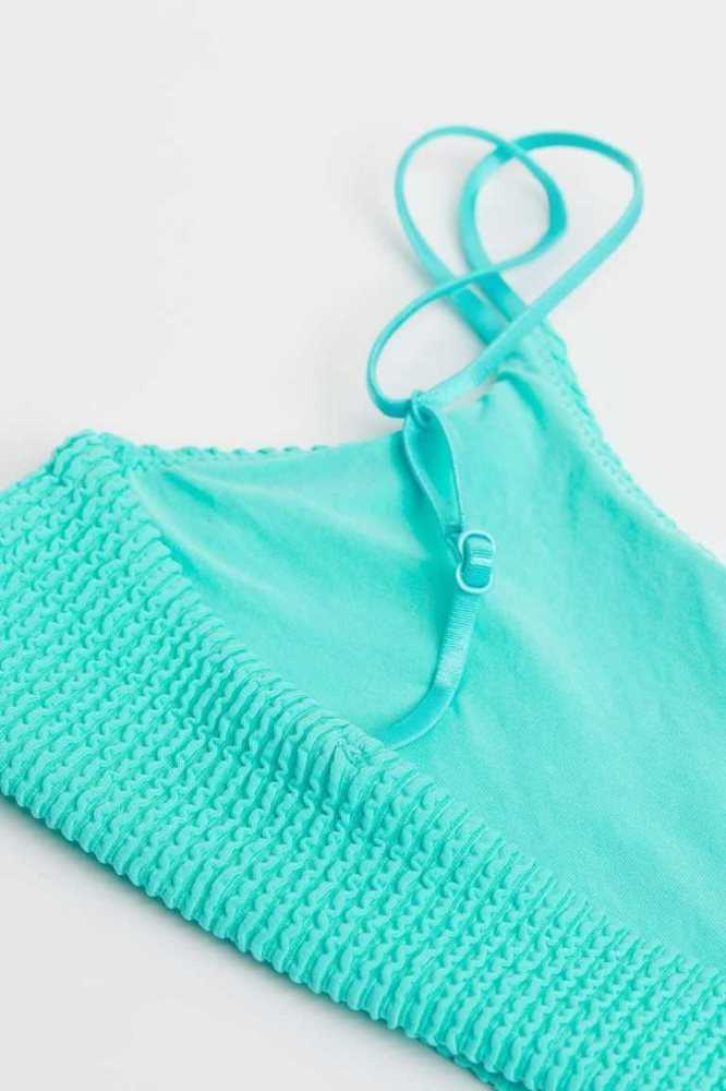 H&M Crinkled Bikini Bademode Kinder Türkis | 6035-OXSIZ