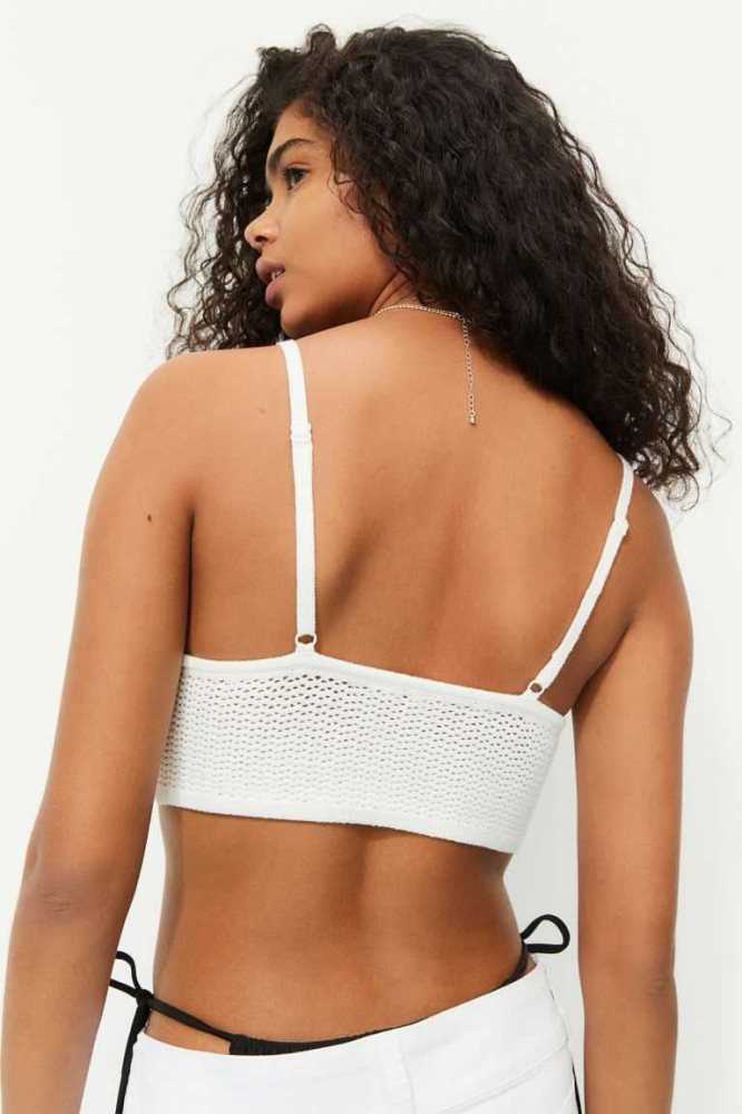 H&M Crochet-look Crop Oberteile Damen Weiß | 4319-MLJGO