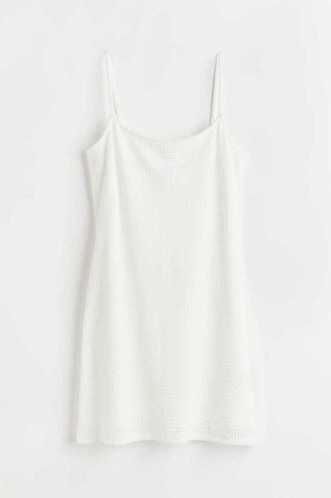 H&M Crochet-look Jersey Kleider Damen Blau | 0965-DKNMB