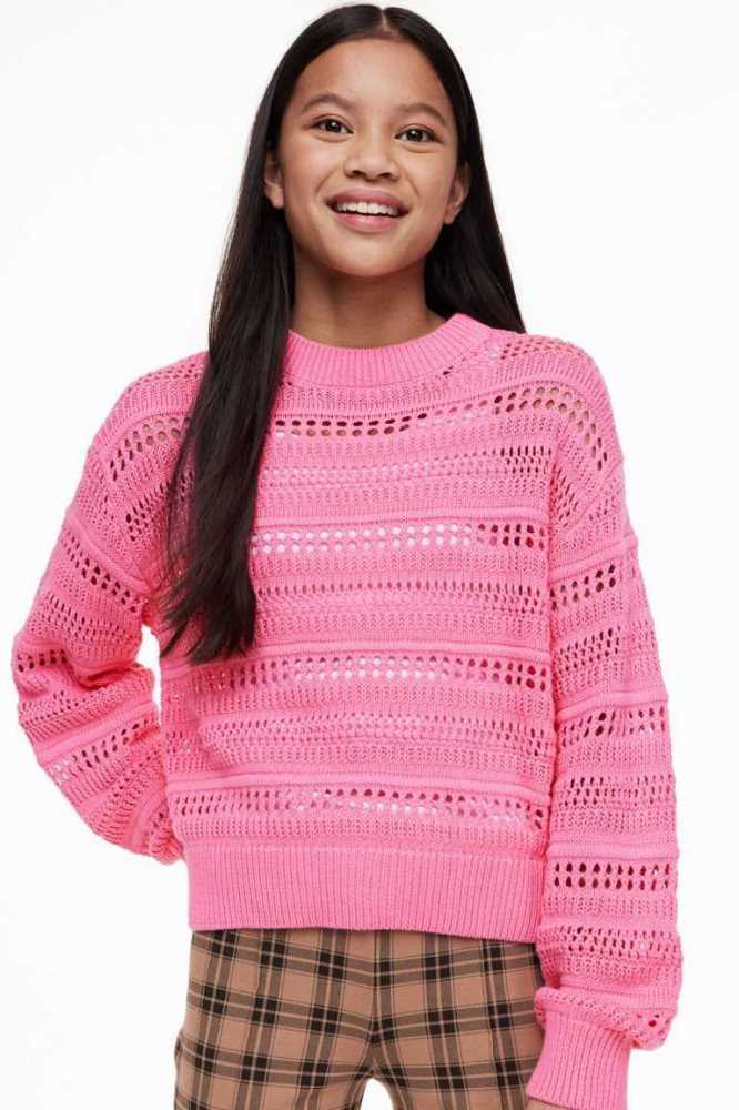 H&M Crochet-look Pullover Kinder Weiß | 7195-GCYBH