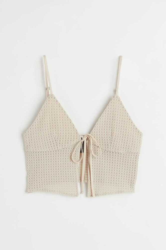 H&M Crochet-look Tie-detail Oberteile Damen Hellrosa | 0429-NGLPK