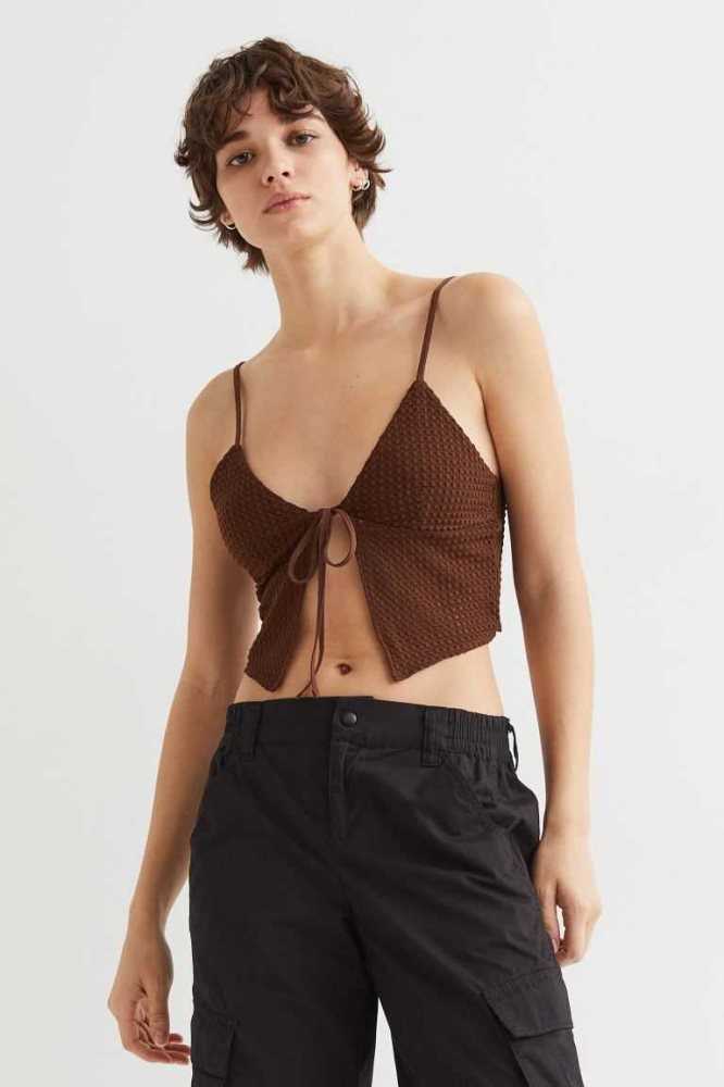 H&M Crochet-look Tie-detail Oberteile Damen Hellrosa | 0429-NGLPK