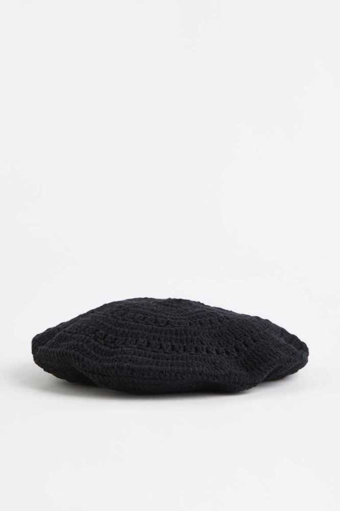 H&M Crochet-look beret Ausrüstungen Damen Schwarz | 6095-WUNHZ