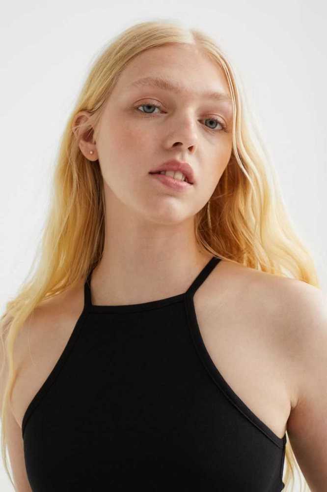 H&M Crop Oberteile Damen Dunkelbraun | 0813-ISDBJ