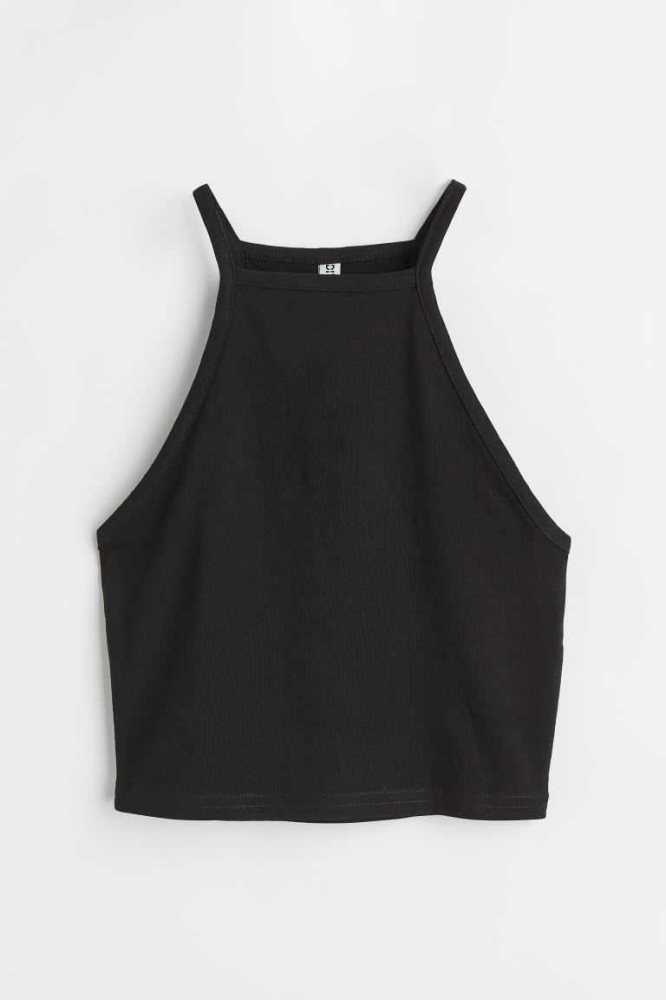 H&M Crop Oberteile Damen Dunkelbraun | 0813-ISDBJ