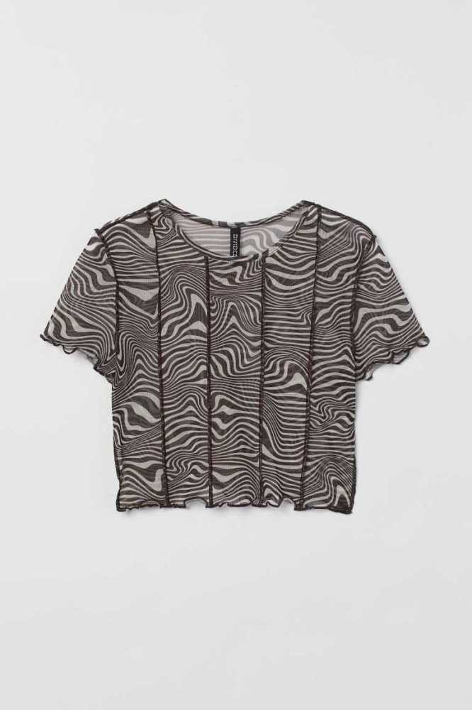 H&M Crop Oberteile Damen Dunkelgrau | 4506-RYWMP