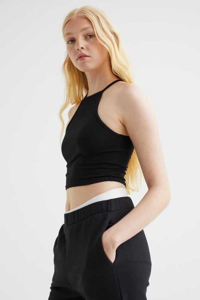 H&M Crop Oberteile Damen Türkis | 6572-CJSTP