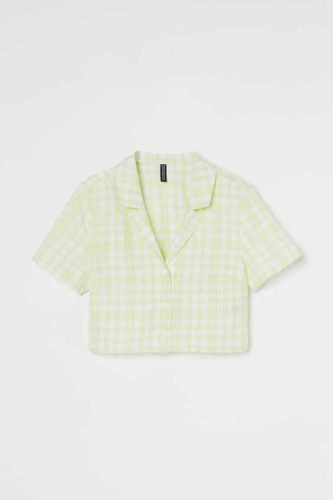 H&M Crop Shirt Bluse Damen Lila | 4652-PXATK