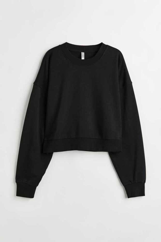 H&M Crop Sweatshirt Damen Hellgrau | 6978-PJHFB