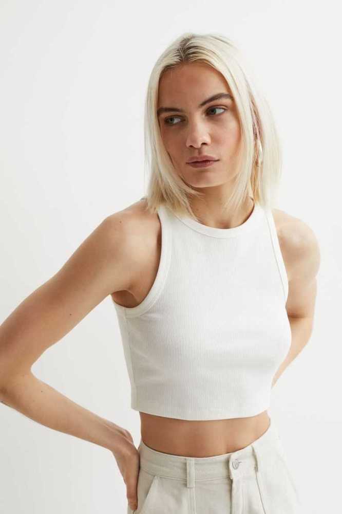 H&M Crop Tank Oberteile Damen Aprikose | 5439-KOJCT