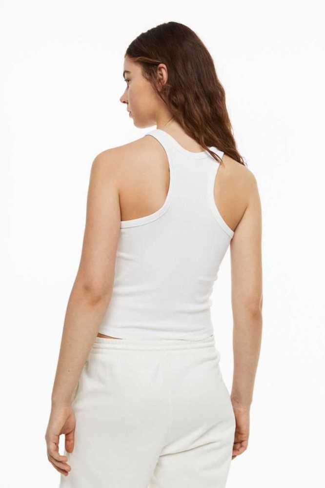 H&M Crop Tank Oberteile Damen Dunkelbraun | 5374-WOAGQ