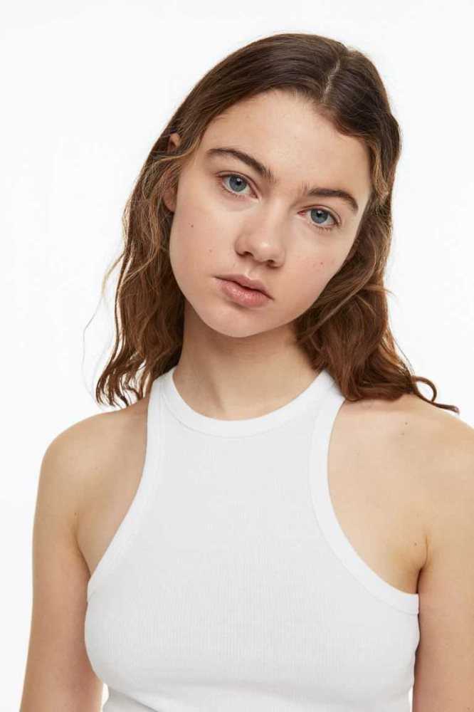 H&M Crop Tank Oberteile Damen Dunkelbraun | 5374-WOAGQ