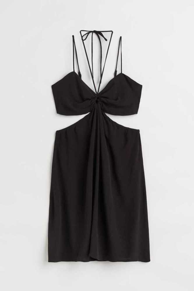 H&M Cut-out Kleider Damen Schwarz | 7824-XSWLC