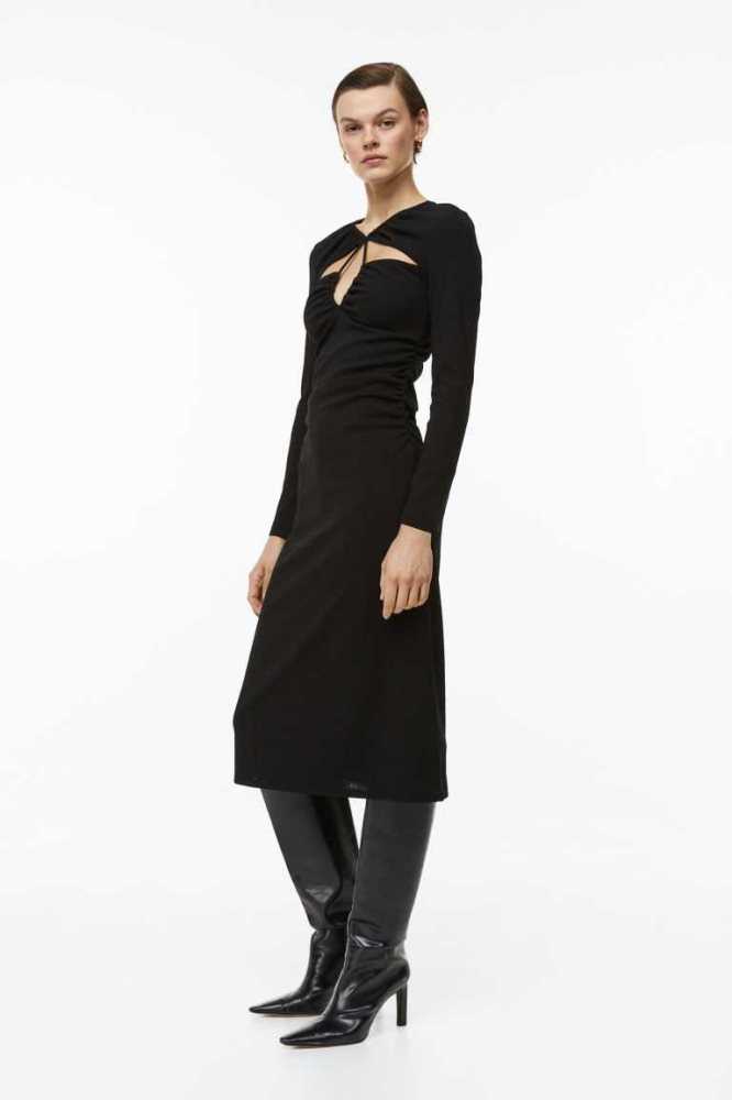 H&M Cut-out Kleider Damen Schwarz | 8659-QAYHL