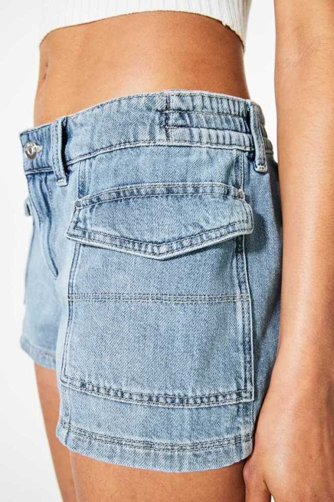 H&M Denim Cargo Kurze Hose Damen Hellblau | 1436-ZMXTV