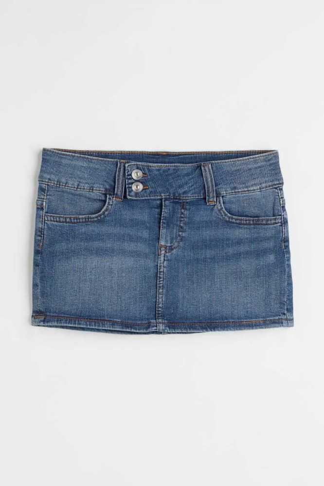 H&M Denim Mini Röcke Damen Blau | 8645-BDTXF