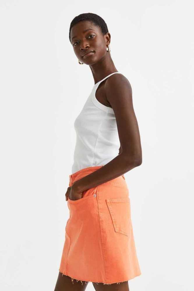 H&M Denim Röcke Damen Orange | 9327-AXHEQ