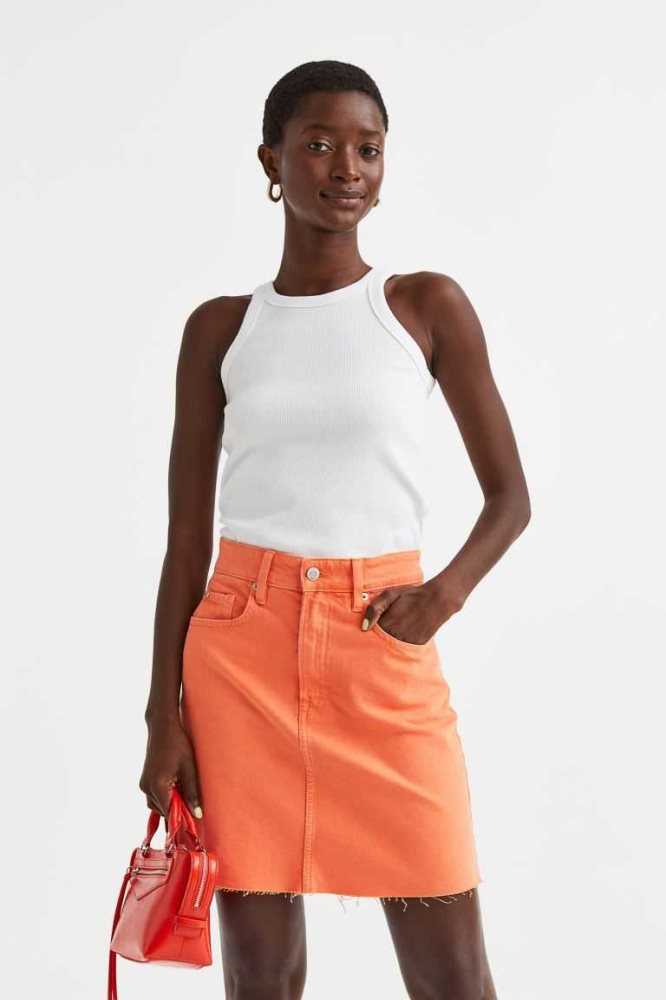 H&M Denim Röcke Damen Orange | 9327-AXHEQ