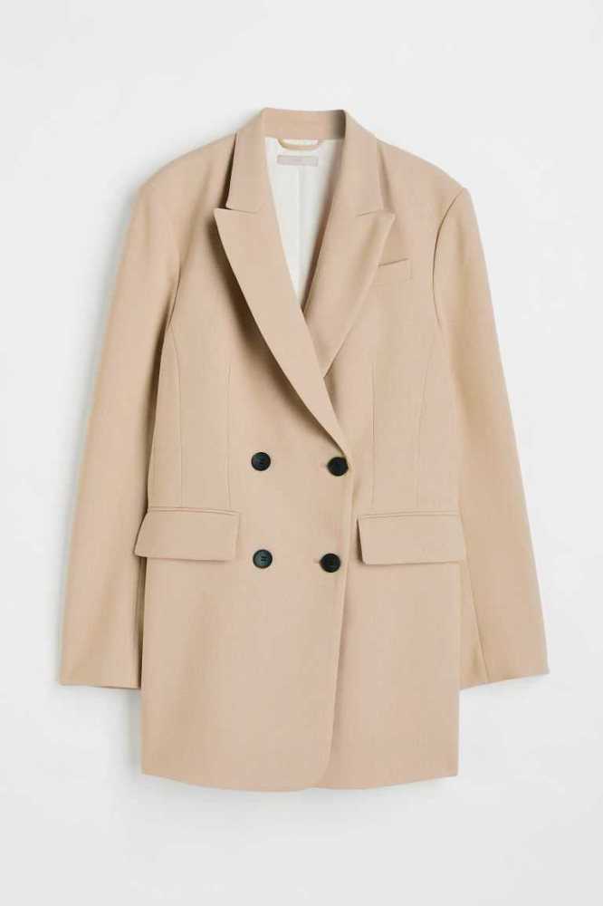 H&M Double-breasted Jacke Damen Beige | 7560-YSZPE