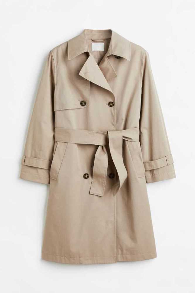 H&M Double-breasted trenchcoat Jacke Damen Dunkelbeige | 3248-MXULY