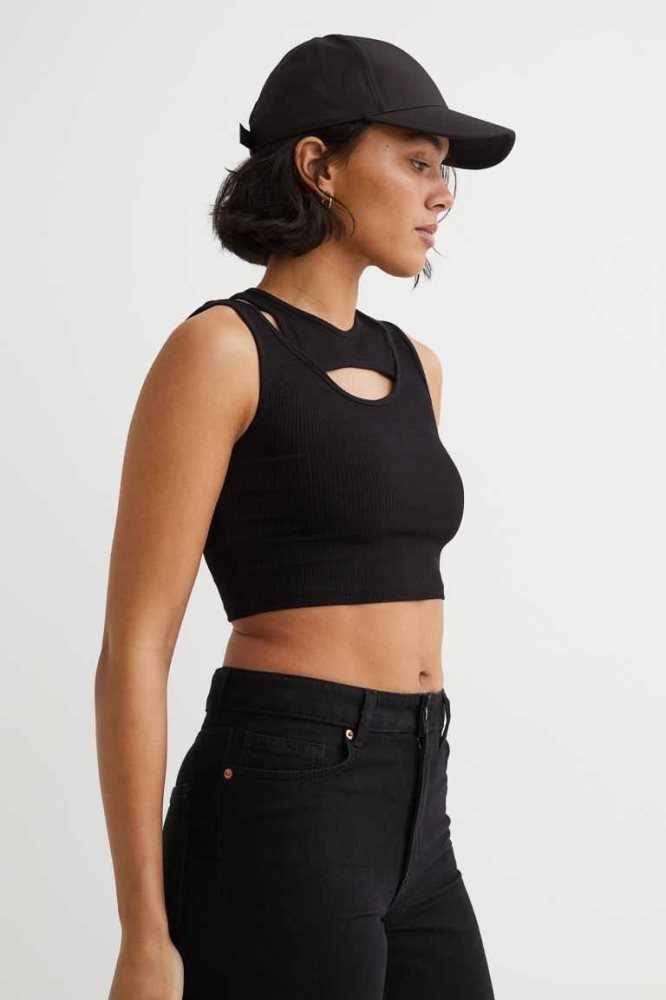 H&M Double-layered Crop Oberteile Damen Weiß | 5082-JUDLV