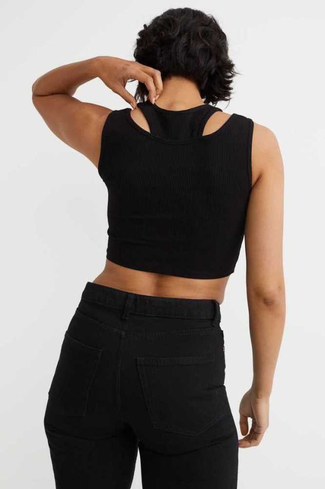 H&M Double-layered Crop Oberteile Damen Weiß | 5082-JUDLV