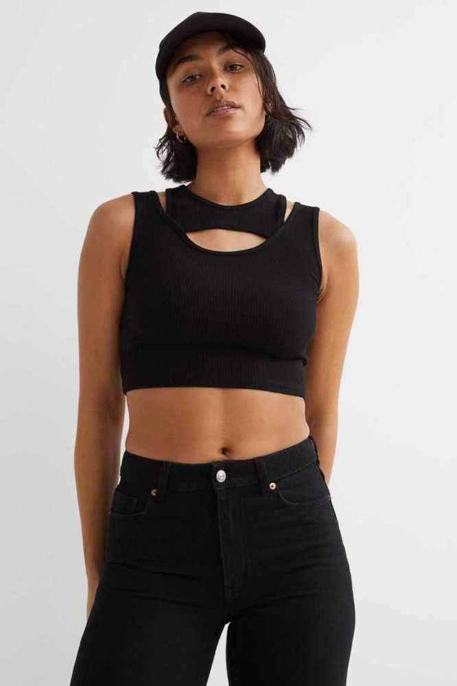 H&M Double-layered Crop Oberteile Damen Weiß | 5082-JUDLV