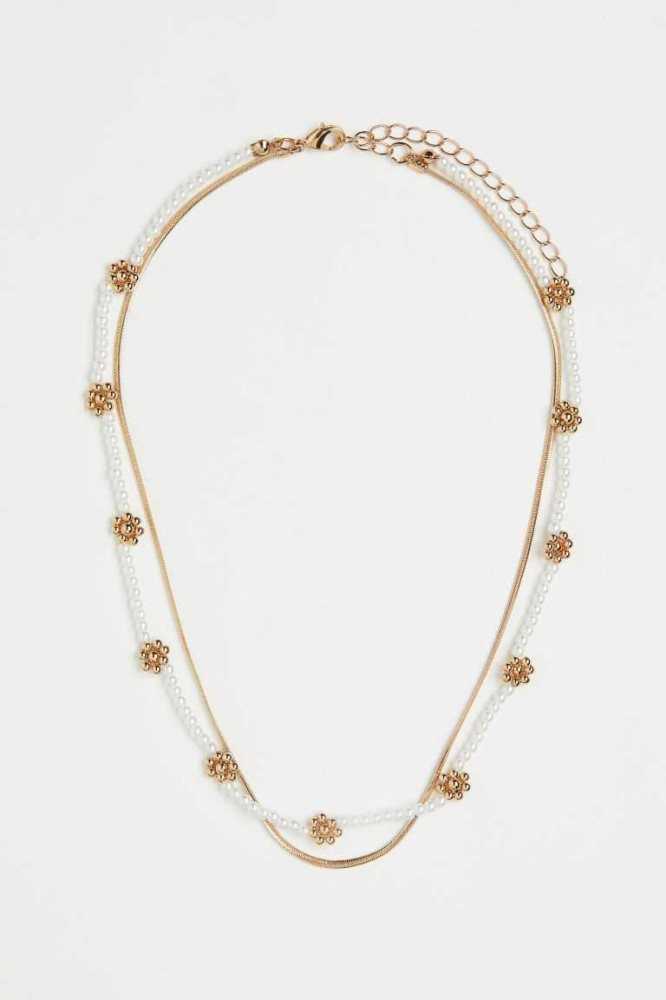 H&M Double-strandBeads Ketten Damen Gold | 4812-PQRNE