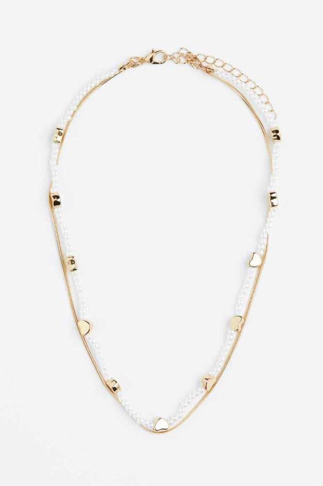 H&M Double-strandBeads Ketten Damen Gold | 4812-PQRNE