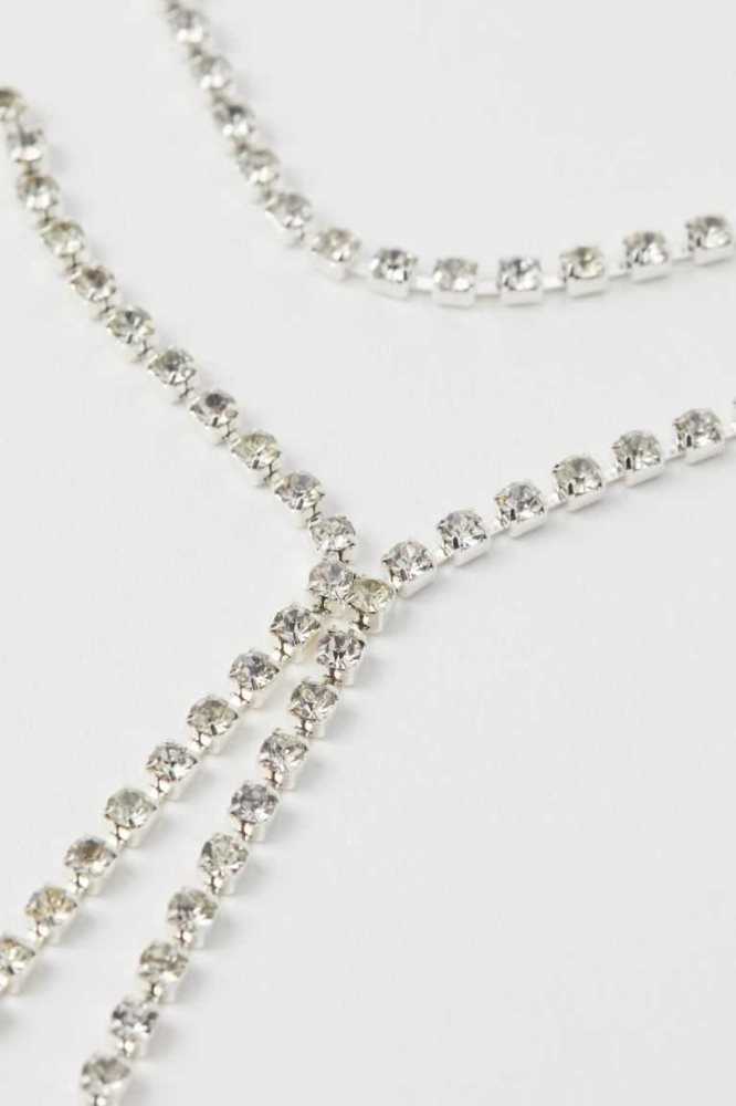 H&M Double-strand Rhinestone Ketten Damen Silber | 5649-TROLH